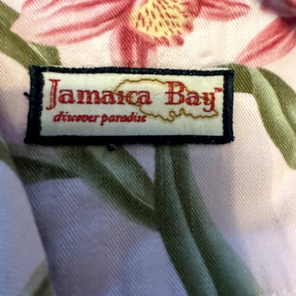 Jamaica Bay Button Down Shirt Short Sleeve Collared Hibiscus Flower Pink XL - Picture 4 of 5